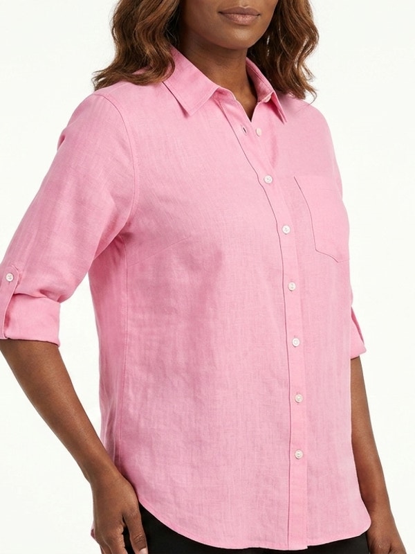 Jones New York Sport 100% Linen Pink Button-Up Shirt Women Size Xl